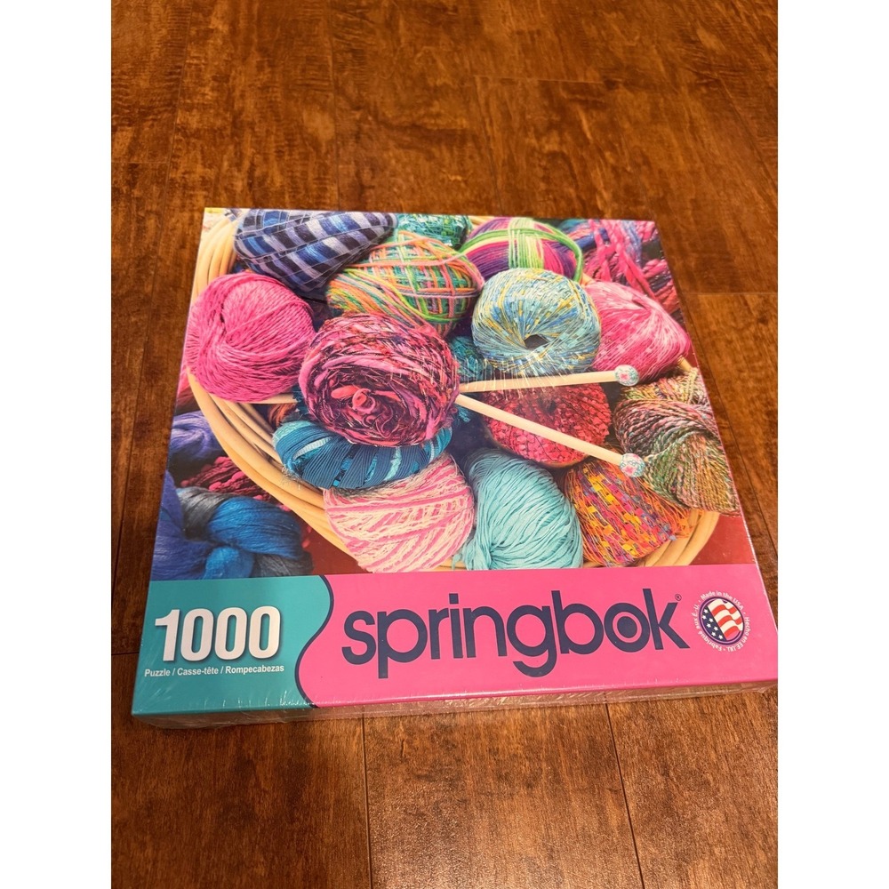 Springbok‎ 1000 Piece Jigsaw Puzzle Knit Fit Colorful Yarn Basket Design New